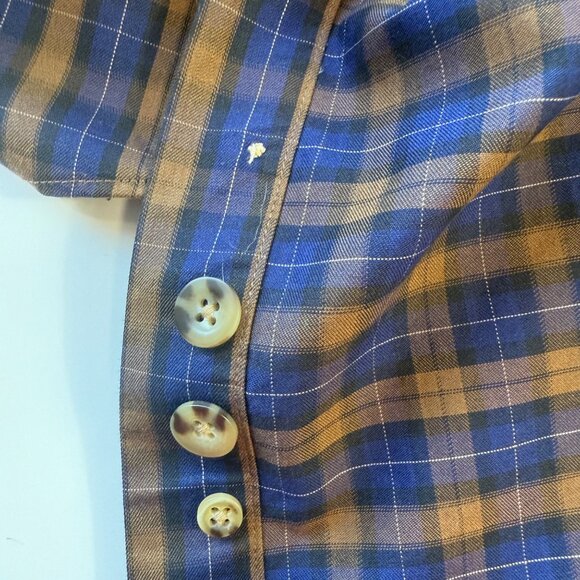 Cabelas Mens Button-Down Plaid Shirt L/XL Regular Fit Cotton Blue/Brown Casual - Picture 6 of 6